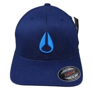 Nixon Baseball Cap Blue M Fitted Hat Flexfit Logo Curved Brim Stretch Fit